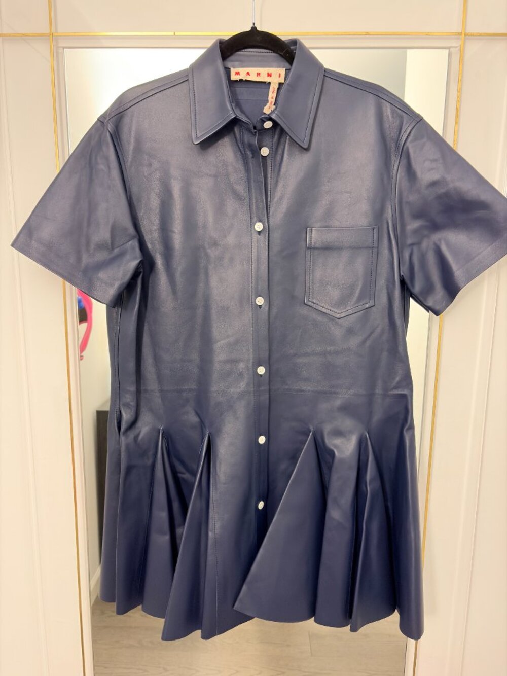 MARNI Calf Leather Blue Shirt Dress (Size 40 IT) *BRAND NEW W/ TAGS* - Picture 8 of 9